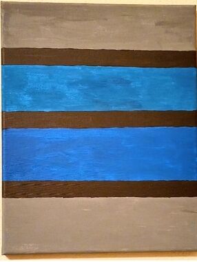 Abstract Blue Black Gray Striped Canvas Painting 11x14 Handpainted